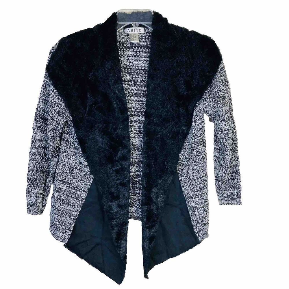 ABITO Women’s Sweater‎ With Excluse Ornamental Collar Size S Black White